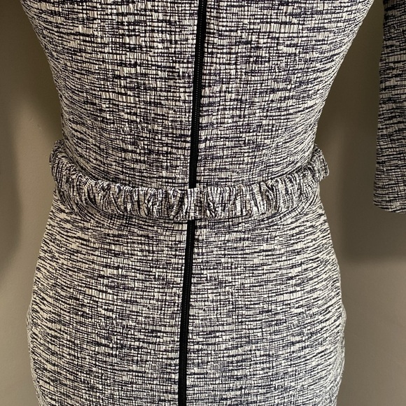 Victoria Beckham Space Dyed Black White Cotton-Blended Belted Sheath Dress - Picture 10 of 16